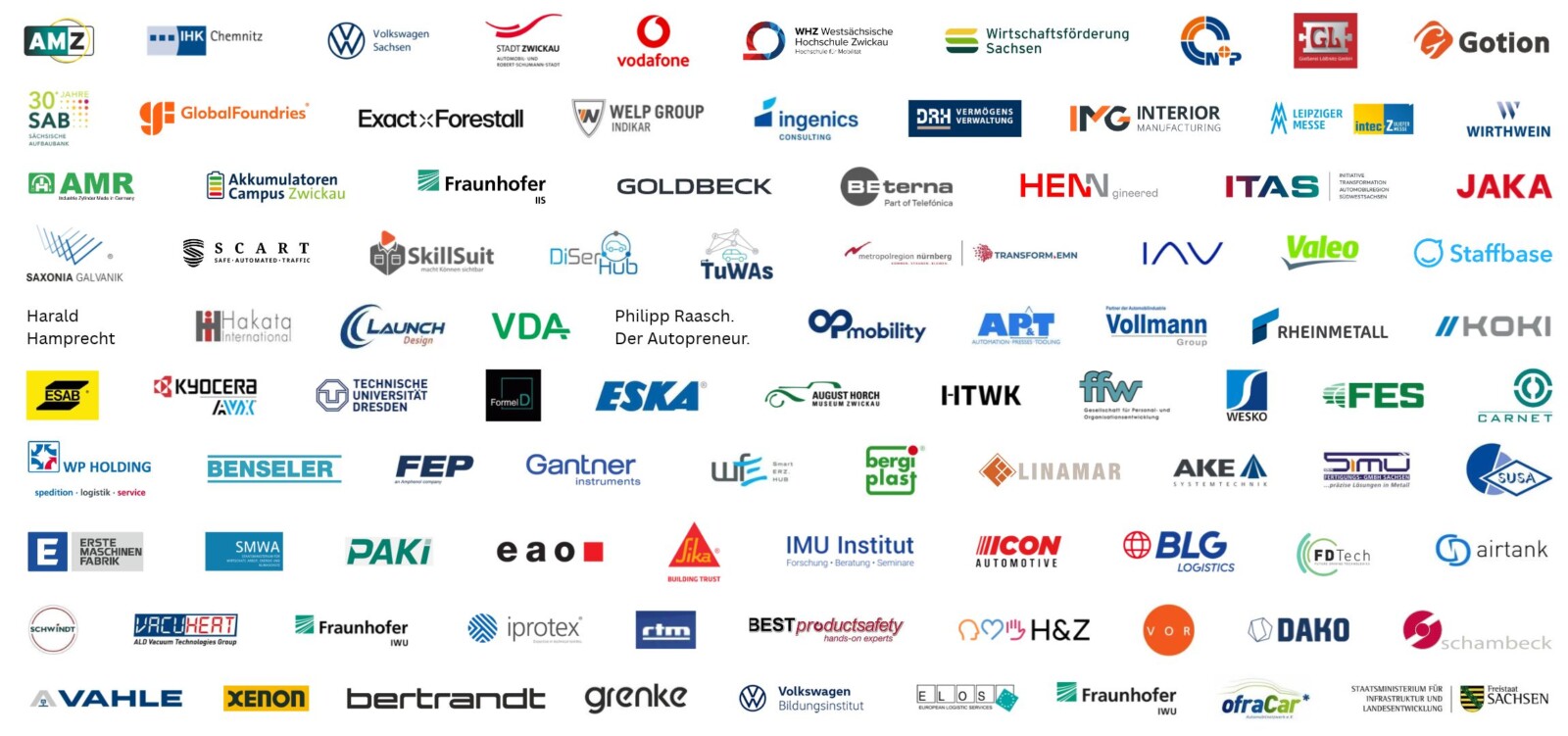 Logos der Teilnehmer des. 30. Automotive Forums Zwickau.